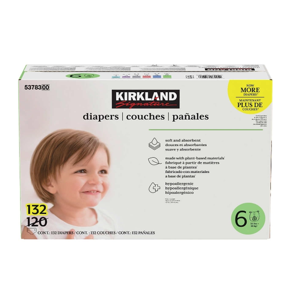 Kirkland Signature Diapers, Size 6, 132 ct