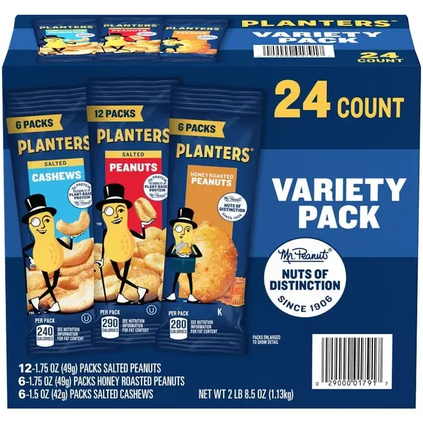 Planters Individual Nut Packs, Variety Pack, 24 ct
